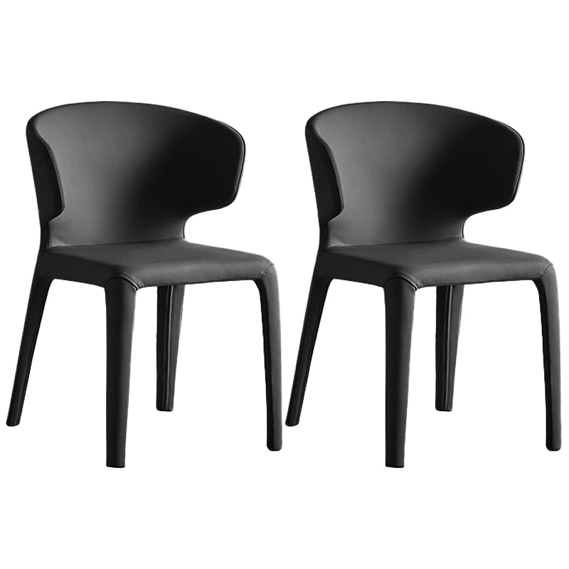 Modern Faux Leather Dining Chair Wingback Side Chair for Home Use Black 2 Piece Set Clearhalo ' kitchen&dining_furn' 'Dining Chairs' 'Dining Tables & Seating' 'dining_chair' 'furn' 'furn_dining_chair' 'Furniture' 'furniture_dining_chair' 'Kitchen & Dining Furniture' 'kitchen' 4572350