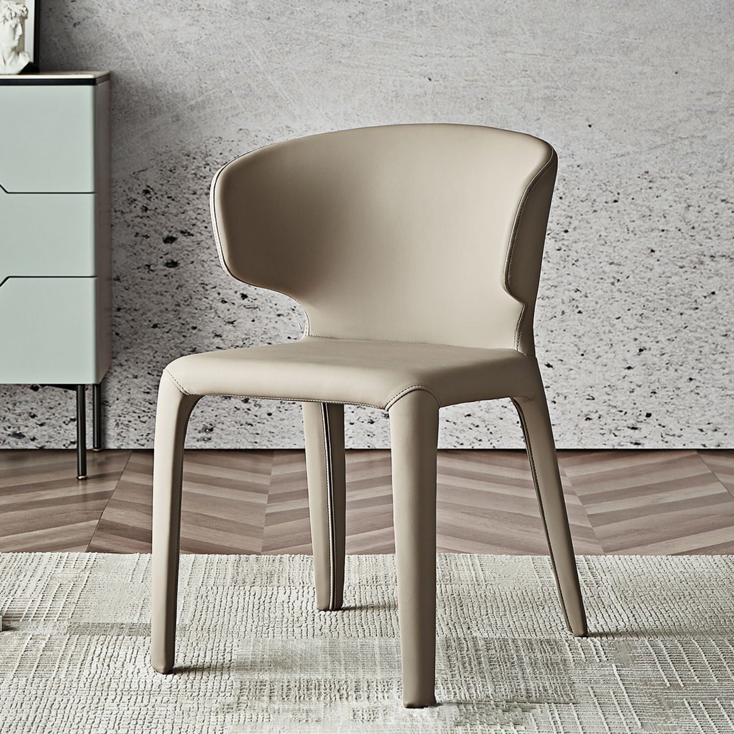 Modern Faux Leather Dining Chair Wingback Side Chair for Home Use Clearhalo ' kitchen&dining_furn' 'Dining Chairs' 'Dining Tables & Seating' 'dining_chair' 'furn' 'furn_dining_chair' 'Furniture' 'furniture_dining_chair' 'Kitchen & Dining Furniture' 'kitchen' 4572352