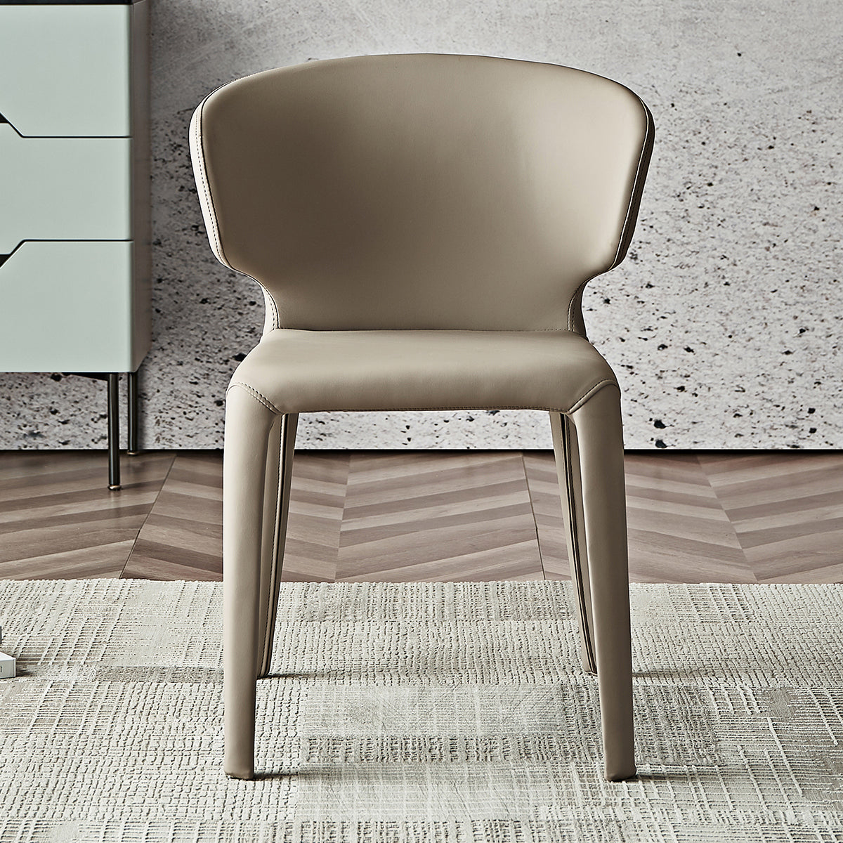 Modern Faux Leather Dining Chair Wingback Side Chair for Home Use Clearhalo ' kitchen&dining_furn' 'Dining Chairs' 'Dining Tables & Seating' 'dining_chair' 'furn' 'furn_dining_chair' 'Furniture' 'furniture_dining_chair' 'Kitchen & Dining Furniture' 'kitchen' 4572355