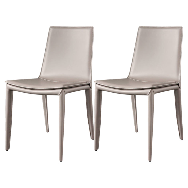Modern Leather Armless Dining Chair Dining Metal Chairs for Restaurant Use Light Gray 2 Piece Set Clearhalo ' kitchen&dining_furn' 'Dining Chairs' 'Dining Tables & Seating' 'dining_chair' 'furn' 'furn_dining_chair' 'Furniture' 'furniture_dining_chair' 'Kitchen & Dining Furniture' 'kitchen' 4572369
