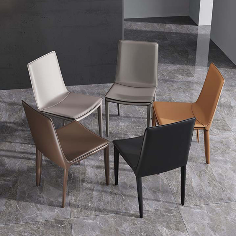 Modern Leather Armless Dining Chair Dining Metal Chairs for Restaurant Use Clearhalo ' kitchen&dining_furn' 'Dining Chairs' 'Dining Tables & Seating' 'dining_chair' 'furn' 'furn_dining_chair' 'Furniture' 'furniture_dining_chair' 'Kitchen & Dining Furniture' 'kitchen' 4572373