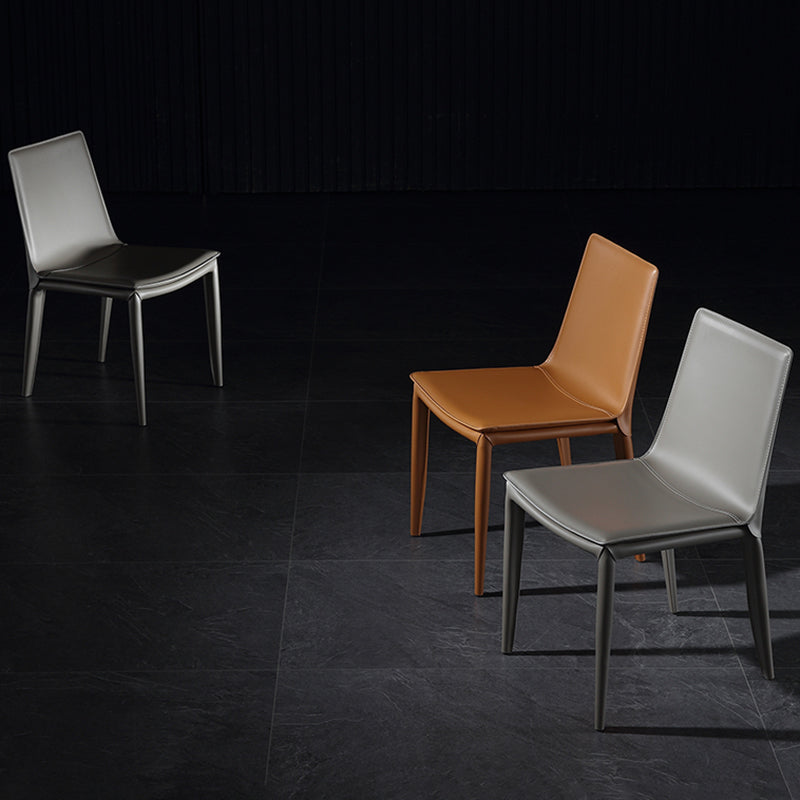 Modern Leather Armless Dining Chair Dining Metal Chairs for Restaurant Use Clearhalo ' kitchen&dining_furn' 'Dining Chairs' 'Dining Tables & Seating' 'dining_chair' 'furn' 'furn_dining_chair' 'Furniture' 'furniture_dining_chair' 'Kitchen & Dining Furniture' 'kitchen' 4572385