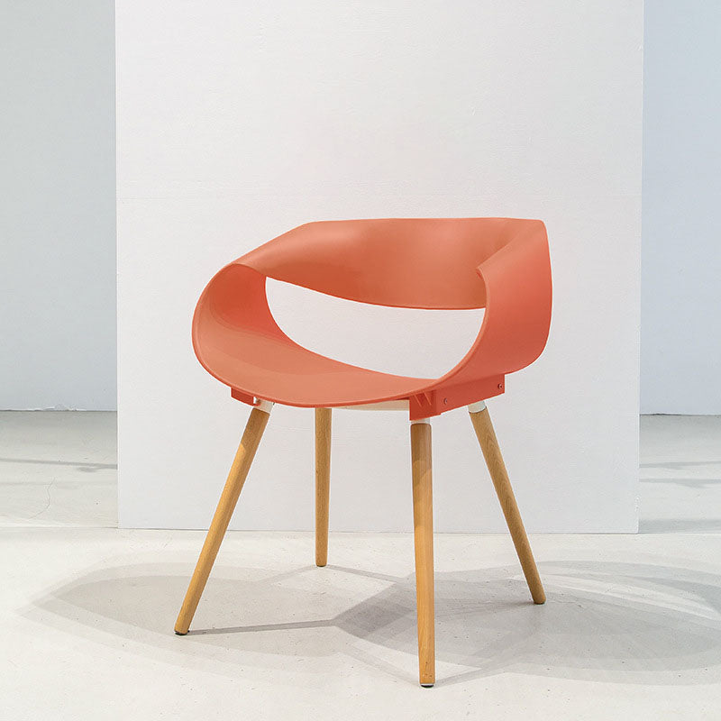 Modern Beech Open Back Arm Chair Matte Finish Plastic Dining Chair Orange 1 Piece Clearhalo ' kitchen&dining_furn' 'Dining Chairs' 'Dining Tables & Seating' 'dining_chair' 'furn' 'furn_dining_chair' 'Furniture' 'furniture_dining_chair' 'Kitchen & Dining Furniture' 'kitchen' 4572388