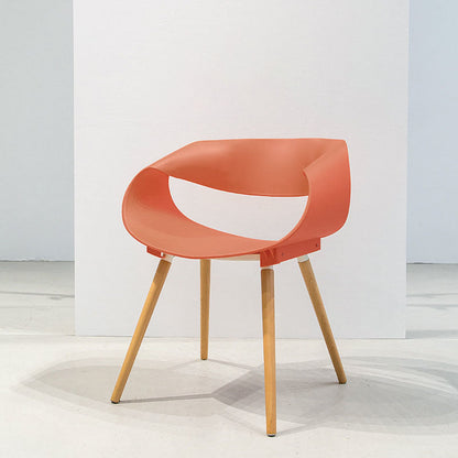 Modern Beech Open Back Arm Chair Matte Finish Plastic Dining Chair Orange 1 Piece Clearhalo ' kitchen&dining_furn' 'Dining Chairs' 'Dining Tables & Seating' 'dining_chair' 'furn' 'furn_dining_chair' 'Furniture' 'furniture_dining_chair' 'Kitchen & Dining Furniture' 'kitchen' 4572388