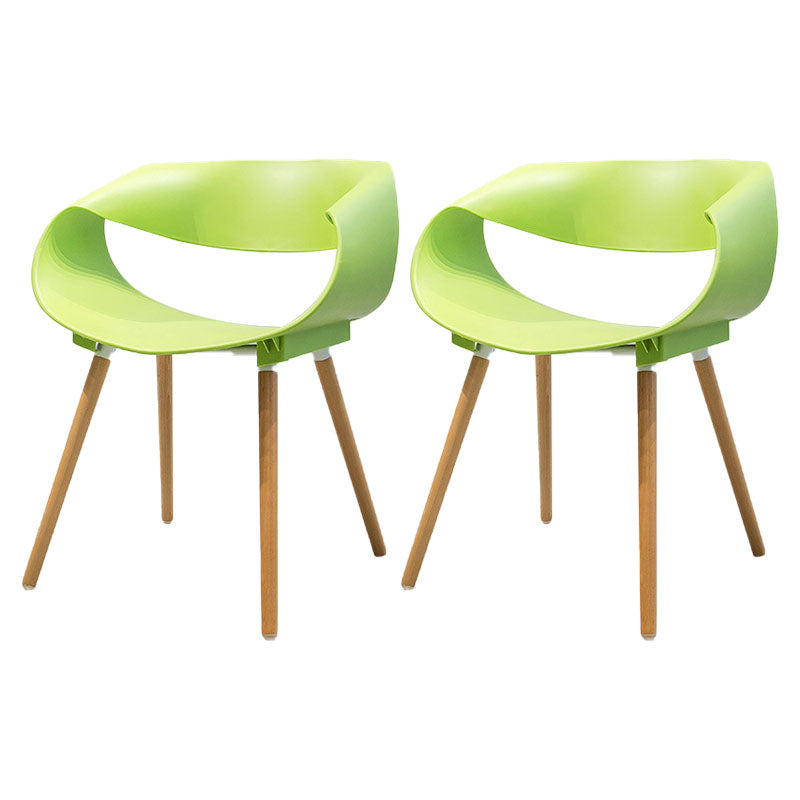 Modern Beech Open Back Arm Chair Matte Finish Plastic Dining Chair Green 2 Piece Set Clearhalo ' kitchen&dining_furn' 'Dining Chairs' 'Dining Tables & Seating' 'dining_chair' 'furn' 'furn_dining_chair' 'Furniture' 'furniture_dining_chair' 'Kitchen & Dining Furniture' 'kitchen' 4572395