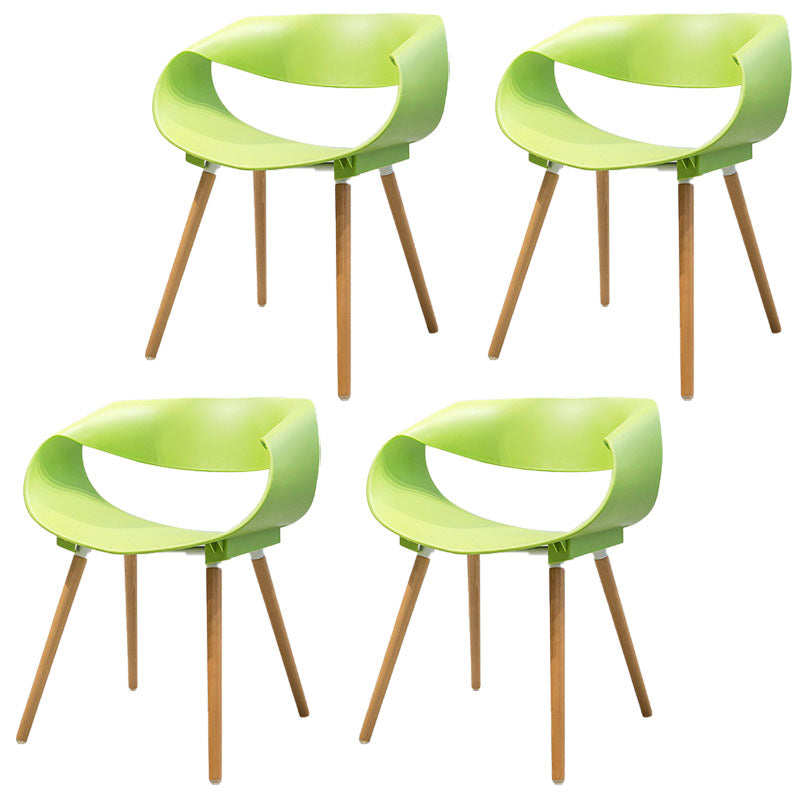 Modern Beech Open Back Arm Chair Matte Finish Plastic Dining Chair Green 4 Piece Set Clearhalo ' kitchen&dining_furn' 'Dining Chairs' 'Dining Tables & Seating' 'dining_chair' 'furn' 'furn_dining_chair' 'Furniture' 'furniture_dining_chair' 'Kitchen & Dining Furniture' 'kitchen' 4572398