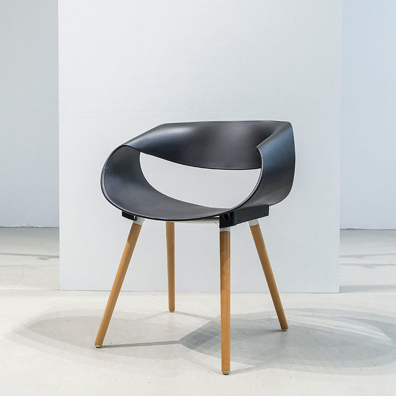 Modern Beech Open Back Arm Chair Matte Finish Plastic Dining Chair Black 1 Piece Clearhalo ' kitchen&dining_furn' 'Dining Chairs' 'Dining Tables & Seating' 'dining_chair' 'furn' 'furn_dining_chair' 'Furniture' 'furniture_dining_chair' 'Kitchen & Dining Furniture' 'kitchen' 4572399