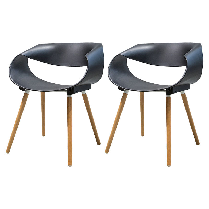 Modern Beech Open Back Arm Chair Matte Finish Plastic Dining Chair Black 2 Piece Set Clearhalo ' kitchen&dining_furn' 'Dining Chairs' 'Dining Tables & Seating' 'dining_chair' 'furn' 'furn_dining_chair' 'Furniture' 'furniture_dining_chair' 'Kitchen & Dining Furniture' 'kitchen' 4572401