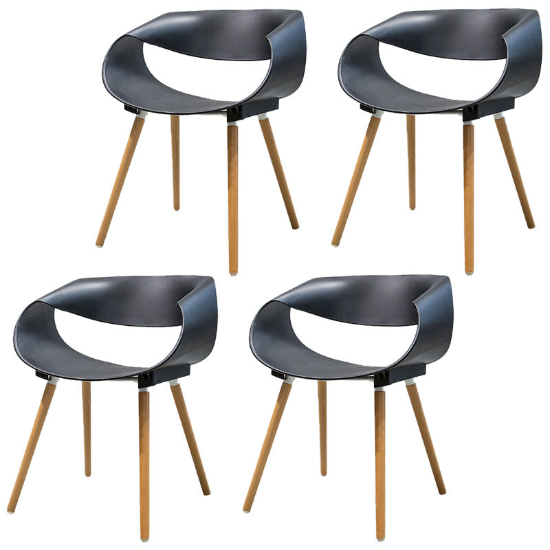 Modern Beech Open Back Arm Chair Matte Finish Plastic Dining Chair Black 4 Piece Set Clearhalo ' kitchen&dining_furn' 'Dining Chairs' 'Dining Tables & Seating' 'dining_chair' 'furn' 'furn_dining_chair' 'Furniture' 'furniture_dining_chair' 'Kitchen & Dining Furniture' 'kitchen' 4572403