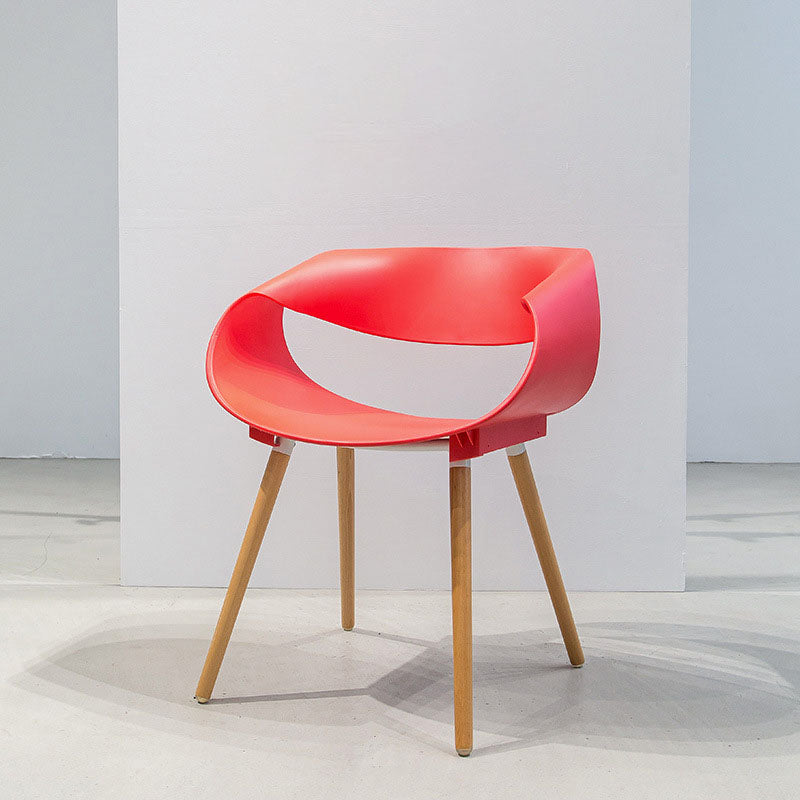 Modern Beech Open Back Arm Chair Matte Finish Plastic Dining Chair Red 1 Piece Clearhalo ' kitchen&dining_furn' 'Dining Chairs' 'Dining Tables & Seating' 'dining_chair' 'furn' 'furn_dining_chair' 'Furniture' 'furniture_dining_chair' 'Kitchen & Dining Furniture' 'kitchen' 4572405