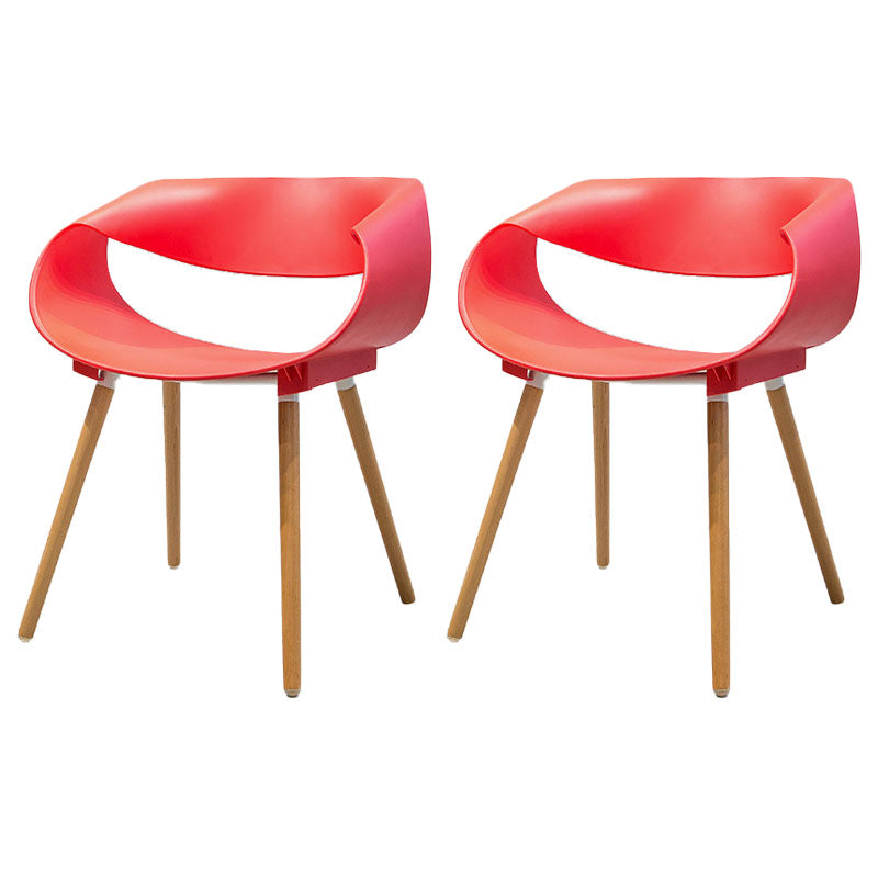 Modern Beech Open Back Arm Chair Matte Finish Plastic Dining Chair Red 2 Piece Set Clearhalo ' kitchen&dining_furn' 'Dining Chairs' 'Dining Tables & Seating' 'dining_chair' 'furn' 'furn_dining_chair' 'Furniture' 'furniture_dining_chair' 'Kitchen & Dining Furniture' 'kitchen' 4572406