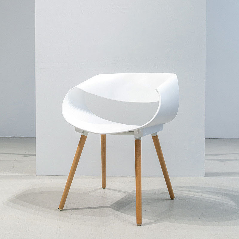 Modern Beech Open Back Arm Chair Matte Finish Plastic Dining Chair White 1 Piece Clearhalo ' kitchen&dining_furn' 'Dining Chairs' 'Dining Tables & Seating' 'dining_chair' 'furn' 'furn_dining_chair' 'Furniture' 'furniture_dining_chair' 'Kitchen & Dining Furniture' 'kitchen' 4572408