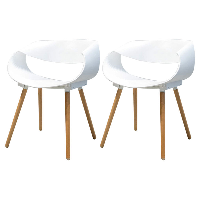 Modern Beech Open Back Arm Chair Matte Finish Plastic Dining Chair White 2 Piece Set Clearhalo ' kitchen&dining_furn' 'Dining Chairs' 'Dining Tables & Seating' 'dining_chair' 'furn' 'furn_dining_chair' 'Furniture' 'furniture_dining_chair' 'Kitchen & Dining Furniture' 'kitchen' 4572409