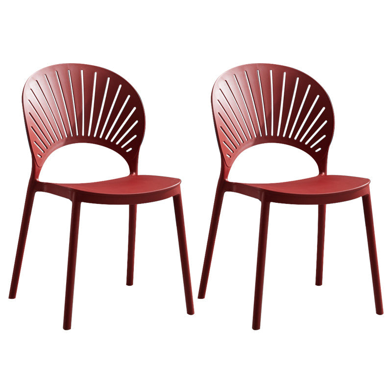 Plastic Scandinavian Dining Room Chair Kitchen Open Back Side Chair Burgundy 2 Piece Set Clearhalo ' kitchen&dining_furn' 'Dining Chairs' 'Dining Tables & Seating' 'dining_chair' 'furn' 'furn_dining_chair' 'Furniture' 'furniture_dining_chair' 'Kitchen & Dining Furniture' 'kitchen' 4572413