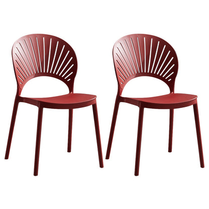 Plastic Scandinavian Dining Room Chair Kitchen Open Back Side Chair Burgundy 2 Piece Set Clearhalo ' kitchen&dining_furn' 'Dining Chairs' 'Dining Tables & Seating' 'dining_chair' 'furn' 'furn_dining_chair' 'Furniture' 'furniture_dining_chair' 'Kitchen & Dining Furniture' 'kitchen' 4572413