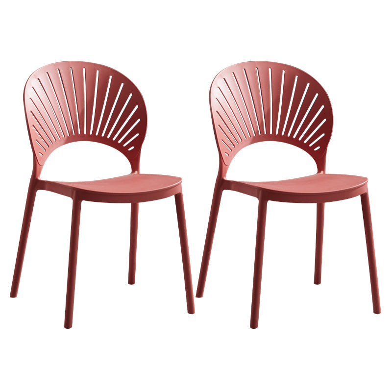 Plastic Scandinavian Dining Room Chair Kitchen Open Back Side Chair Red 2 Piece Set Clearhalo ' kitchen&dining_furn' 'Dining Chairs' 'Dining Tables & Seating' 'dining_chair' 'furn' 'furn_dining_chair' 'Furniture' 'furniture_dining_chair' 'Kitchen & Dining Furniture' 'kitchen' 4572417