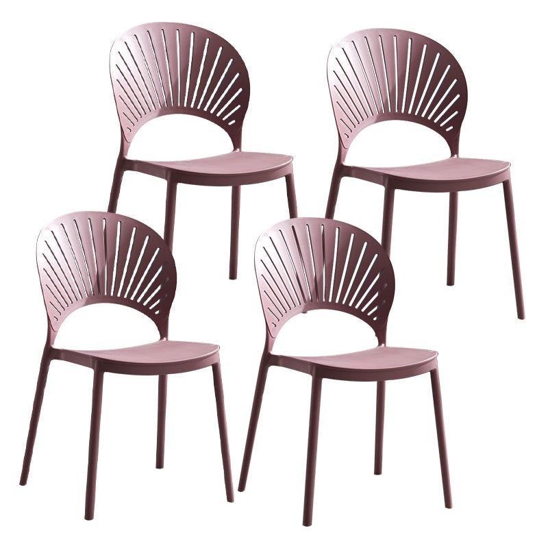 Plastic Scandinavian Dining Room Chair Kitchen Open Back Side Chair Purple 4 Piece Set Clearhalo ' kitchen&dining_furn' 'Dining Chairs' 'Dining Tables & Seating' 'dining_chair' 'furn' 'furn_dining_chair' 'Furniture' 'furniture_dining_chair' 'Kitchen & Dining Furniture' 'kitchen' 4572422