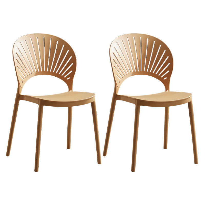 Plastic Scandinavian Dining Room Chair Kitchen Open Back Side Chair Light Yellow 2 Piece Set Clearhalo ' kitchen&dining_furn' 'Dining Chairs' 'Dining Tables & Seating' 'dining_chair' 'furn' 'furn_dining_chair' 'Furniture' 'furniture_dining_chair' 'Kitchen & Dining Furniture' 'kitchen' 4572433