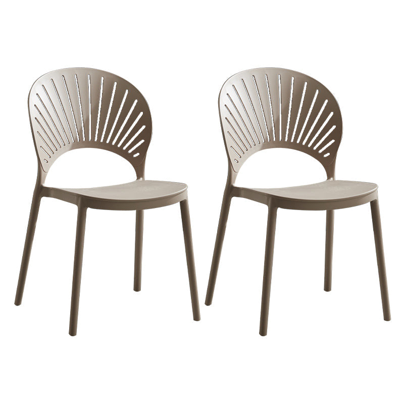 Plastic Scandinavian Dining Room Chair Kitchen Open Back Side Chair Camel 2 Piece Set Clearhalo ' kitchen&dining_furn' 'Dining Chairs' 'Dining Tables & Seating' 'dining_chair' 'furn' 'furn_dining_chair' 'Furniture' 'furniture_dining_chair' 'Kitchen & Dining Furniture' 'kitchen' 4572436