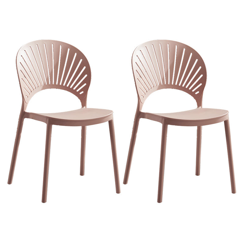 Plastic Scandinavian Dining Room Chair Kitchen Open Back Side Chair Pink 2 Piece Set Clearhalo ' kitchen&dining_furn' 'Dining Chairs' 'Dining Tables & Seating' 'dining_chair' 'furn' 'furn_dining_chair' 'Furniture' 'furniture_dining_chair' 'Kitchen & Dining Furniture' 'kitchen' 4572439