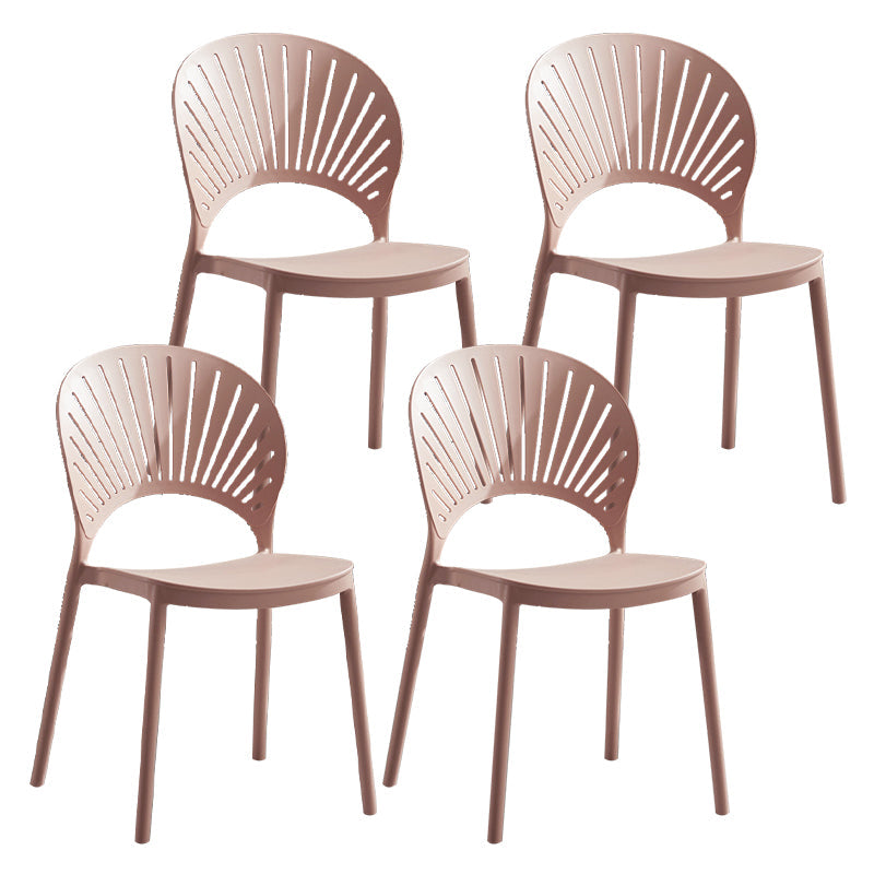 Plastic Scandinavian Dining Room Chair Kitchen Open Back Side Chair Pink 4 Piece Set Clearhalo ' kitchen&dining_furn' 'Dining Chairs' 'Dining Tables & Seating' 'dining_chair' 'furn' 'furn_dining_chair' 'Furniture' 'furniture_dining_chair' 'Kitchen & Dining Furniture' 'kitchen' 4572440