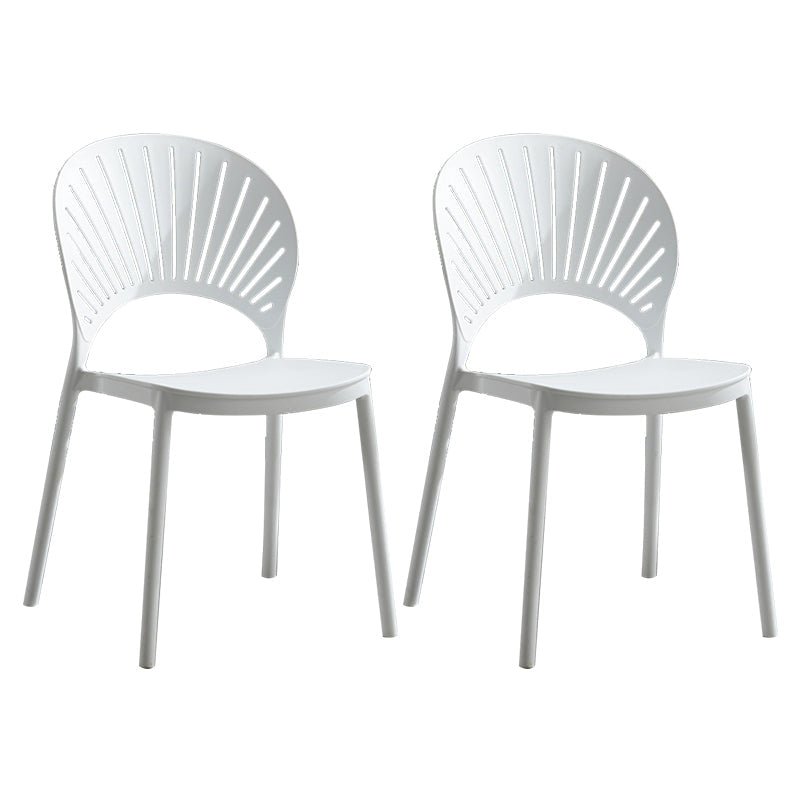 Plastic Scandinavian Dining Room Chair Kitchen Open Back Side Chair White 2 Piece Set Clearhalo ' kitchen&dining_furn' 'Dining Chairs' 'Dining Tables & Seating' 'dining_chair' 'furn' 'furn_dining_chair' 'Furniture' 'furniture_dining_chair' 'Kitchen & Dining Furniture' 'kitchen' 4572441