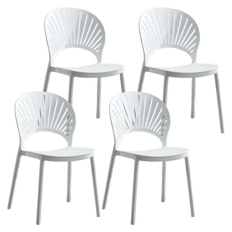 Plastic Scandinavian Dining Room Chair Kitchen Open Back Side Chair White 4 Piece Set Clearhalo ' kitchen&dining_furn' 'Dining Chairs' 'Dining Tables & Seating' 'dining_chair' 'furn' 'furn_dining_chair' 'Furniture' 'furniture_dining_chair' 'Kitchen & Dining Furniture' 'kitchen' 4572442
