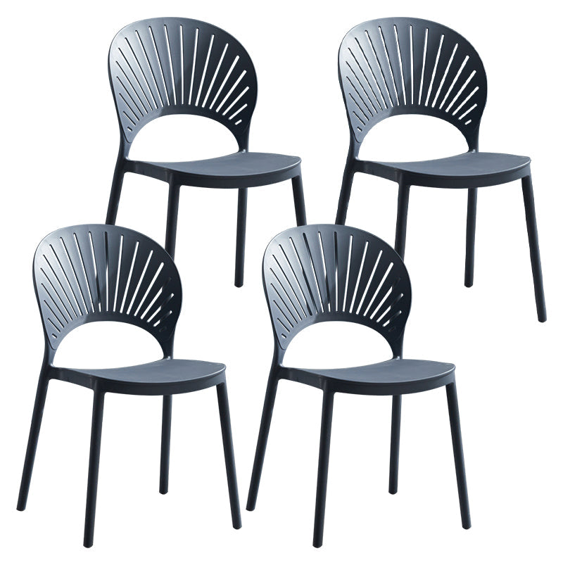Plastic Scandinavian Dining Room Chair Kitchen Open Back Side Chair Gray Blue 4 Piece Set Clearhalo ' kitchen&dining_furn' 'Dining Chairs' 'Dining Tables & Seating' 'dining_chair' 'furn' 'furn_dining_chair' 'Furniture' 'furniture_dining_chair' 'Kitchen & Dining Furniture' 'kitchen' 4572444