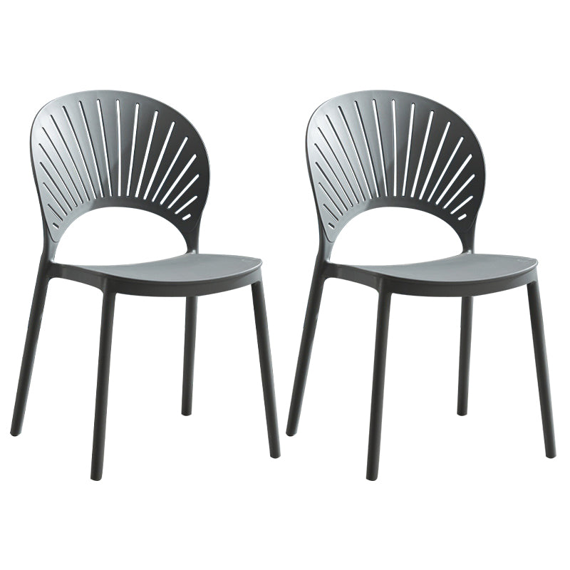 Plastic Scandinavian Dining Room Chair Kitchen Open Back Side Chair Grey 2 Piece Set Clearhalo ' kitchen&dining_furn' 'Dining Chairs' 'Dining Tables & Seating' 'dining_chair' 'furn' 'furn_dining_chair' 'Furniture' 'furniture_dining_chair' 'Kitchen & Dining Furniture' 'kitchen' 4572445