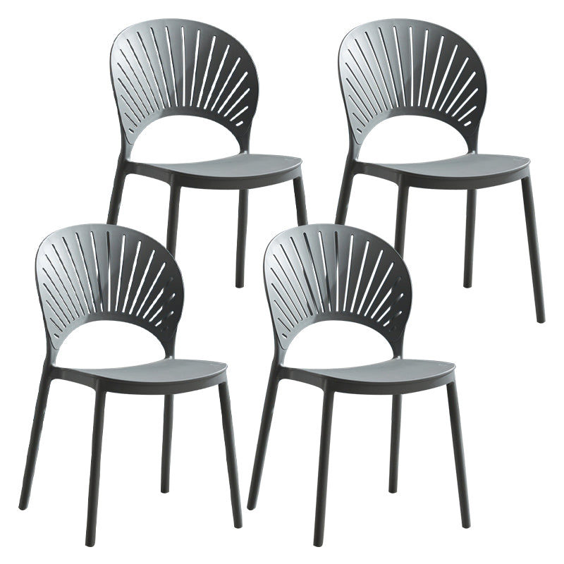 Plastic Scandinavian Dining Room Chair Kitchen Open Back Side Chair Grey 4 Piece Set Clearhalo ' kitchen&dining_furn' 'Dining Chairs' 'Dining Tables & Seating' 'dining_chair' 'furn' 'furn_dining_chair' 'Furniture' 'furniture_dining_chair' 'Kitchen & Dining Furniture' 'kitchen' 4572446
