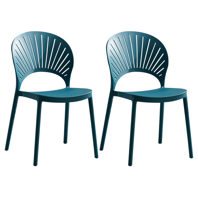 Plastic Scandinavian Dining Room Chair Kitchen Open Back Side Chair Peacock Blue 2 Piece Set Clearhalo ' kitchen&dining_furn' 'Dining Chairs' 'Dining Tables & Seating' 'dining_chair' 'furn' 'furn_dining_chair' 'Furniture' 'furniture_dining_chair' 'Kitchen & Dining Furniture' 'kitchen' 4572447