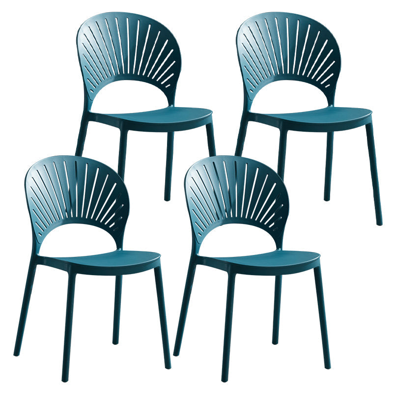 Plastic Scandinavian Dining Room Chair Kitchen Open Back Side Chair Peacock Blue 4 Piece Set Clearhalo ' kitchen&dining_furn' 'Dining Chairs' 'Dining Tables & Seating' 'dining_chair' 'furn' 'furn_dining_chair' 'Furniture' 'furniture_dining_chair' 'Kitchen & Dining Furniture' 'kitchen' 4572448