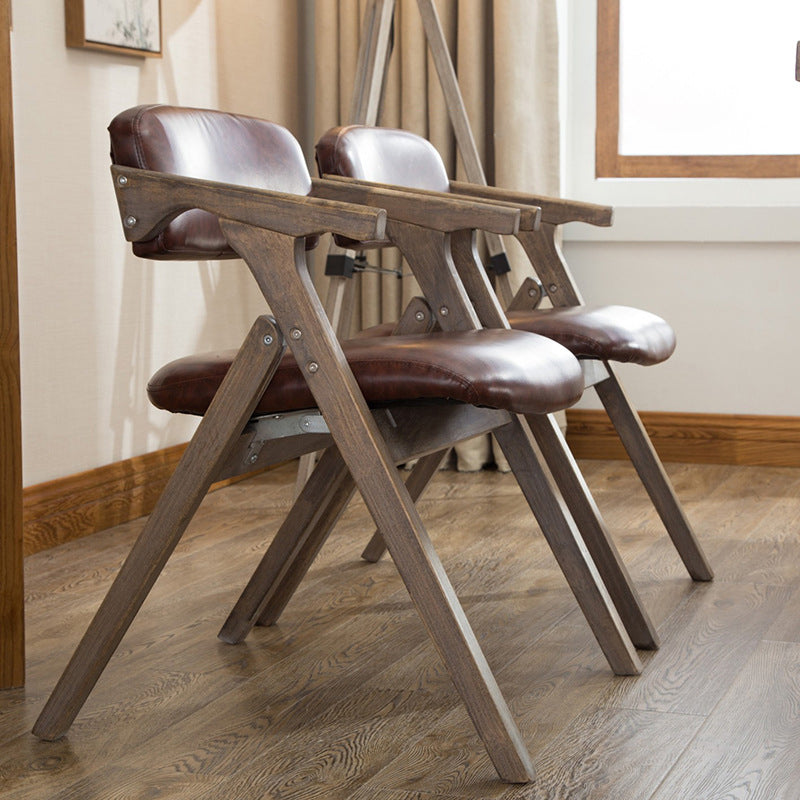 Modern Leather Folding Side Chair Matte Finish Open Back Dining Chair Clearhalo ' kitchen&dining_furn' 'Dining Chairs' 'Dining Tables & Seating' 'dining_chair' 'furn' 'furn_dining_chair' 'Furniture' 'furniture_dining_chair' 'Kitchen & Dining Furniture' 'kitchen' 4572458