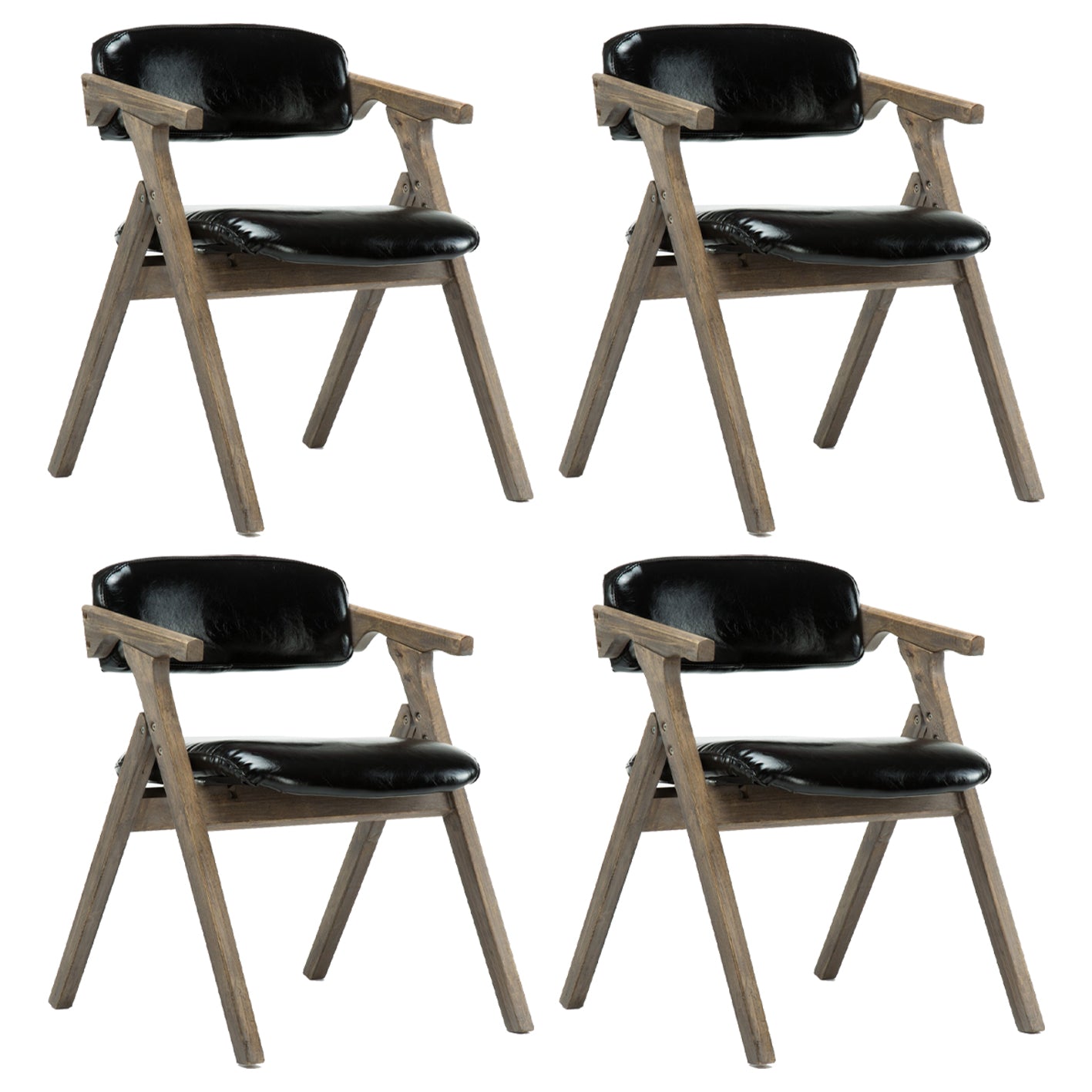 Modern Leather Folding Side Chair Matte Finish Open Back Dining Chair Black 4 Piece Set Gray Clearhalo ' kitchen&dining_furn' 'Dining Chairs' 'Dining Tables & Seating' 'dining_chair' 'furn' 'furn_dining_chair' 'Furniture' 'furniture_dining_chair' 'Kitchen & Dining Furniture' 'kitchen' 4572459
