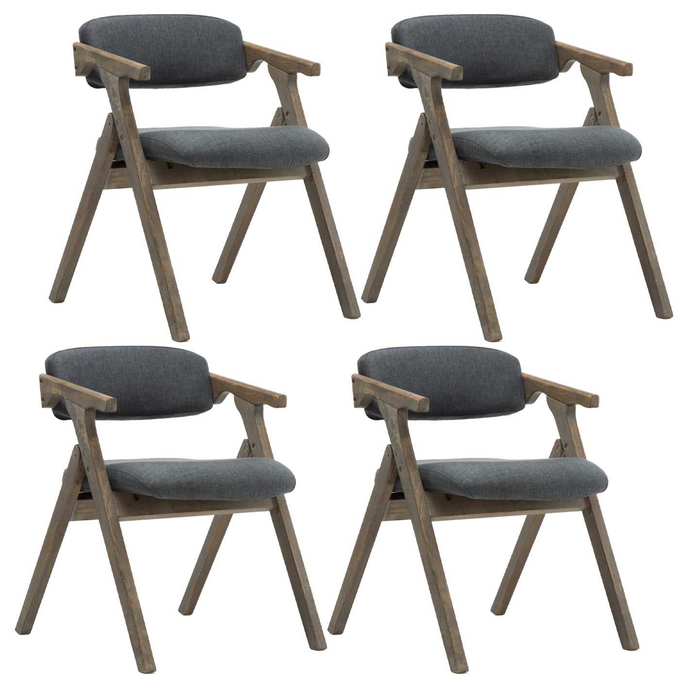 Modern Leather Folding Side Chair Matte Finish Open Back Dining Chair Dark Gray 4 Piece Set Gray Clearhalo ' kitchen&dining_furn' 'Dining Chairs' 'Dining Tables & Seating' 'dining_chair' 'furn' 'furn_dining_chair' 'Furniture' 'furniture_dining_chair' 'Kitchen & Dining Furniture' 'kitchen' 4572465