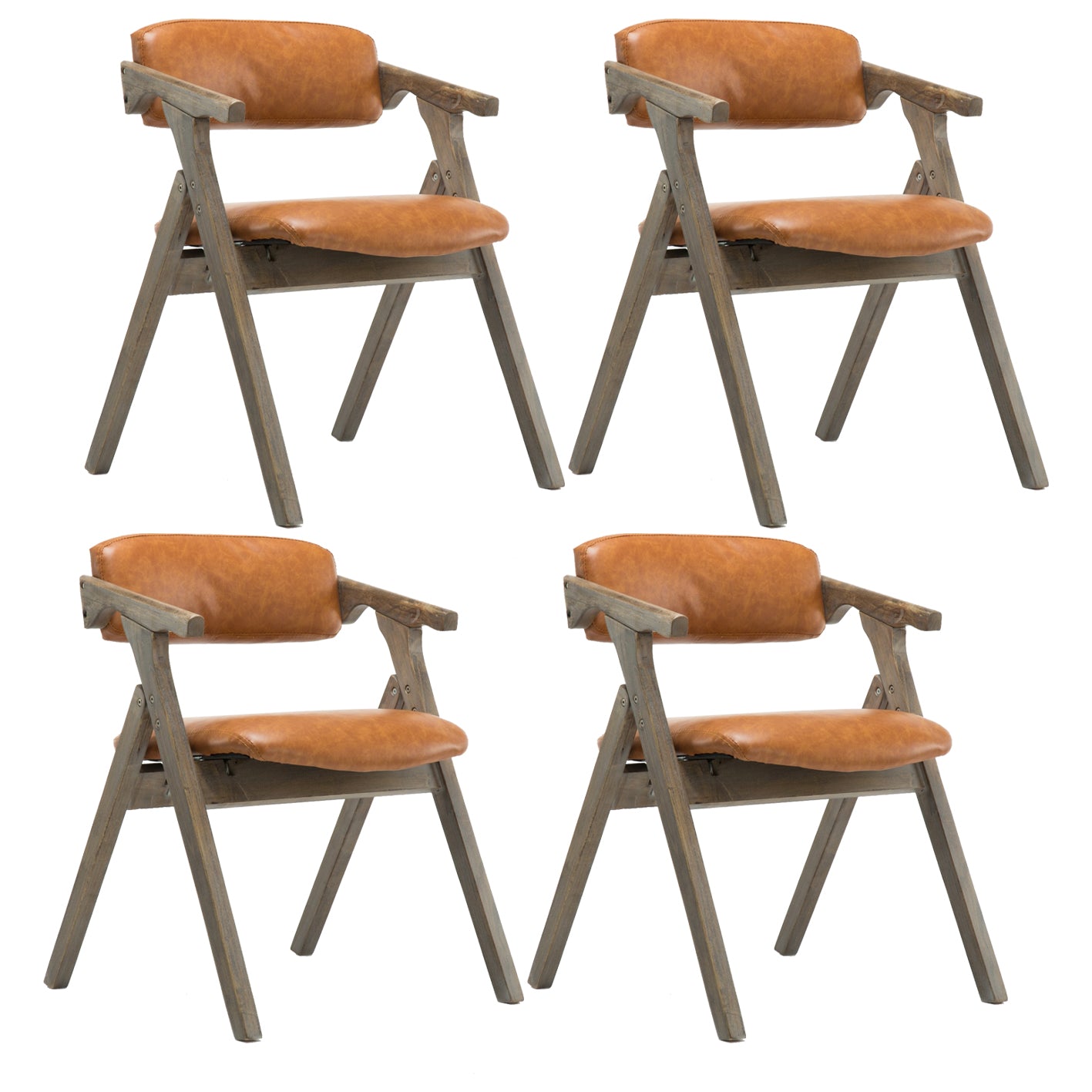 Modern Leather Folding Side Chair Matte Finish Open Back Dining Chair Yellow 4 Piece Set Gray Clearhalo ' kitchen&dining_furn' 'Dining Chairs' 'Dining Tables & Seating' 'dining_chair' 'furn' 'furn_dining_chair' 'Furniture' 'furniture_dining_chair' 'Kitchen & Dining Furniture' 'kitchen' 4572475