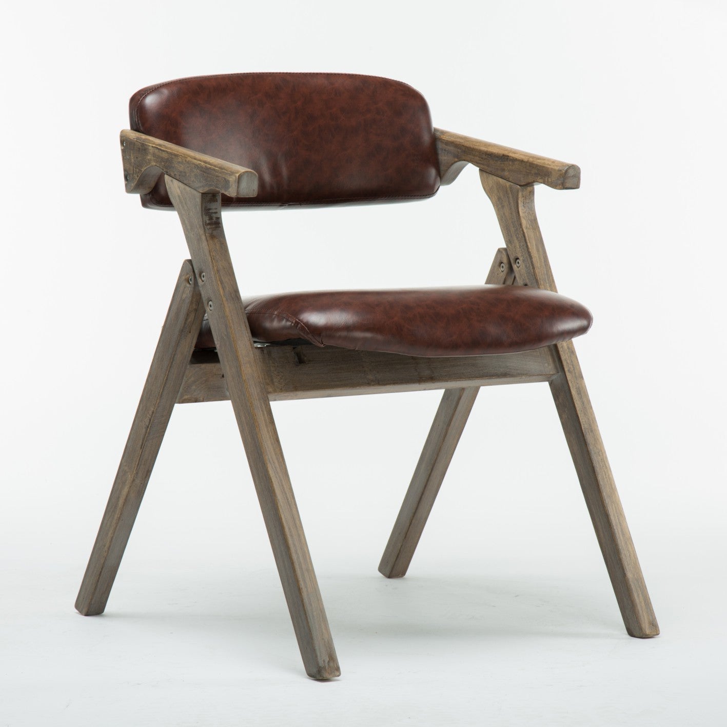 Modern Leather Folding Side Chair Matte Finish Open Back Dining Chair Brown 1 Piece Gray Clearhalo ' kitchen&dining_furn' 'Dining Chairs' 'Dining Tables & Seating' 'dining_chair' 'furn' 'furn_dining_chair' 'Furniture' 'furniture_dining_chair' 'Kitchen & Dining Furniture' 'kitchen' 4572476