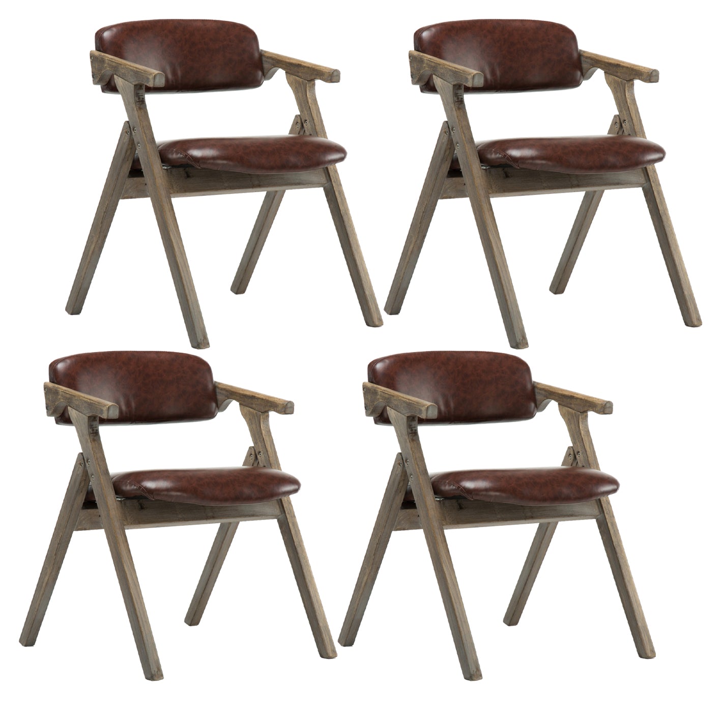 Modern Leather Folding Side Chair Matte Finish Open Back Dining Chair Brown 4 Piece Set Gray Clearhalo ' kitchen&dining_furn' 'Dining Chairs' 'Dining Tables & Seating' 'dining_chair' 'furn' 'furn_dining_chair' 'Furniture' 'furniture_dining_chair' 'Kitchen & Dining Furniture' 'kitchen' 4572478