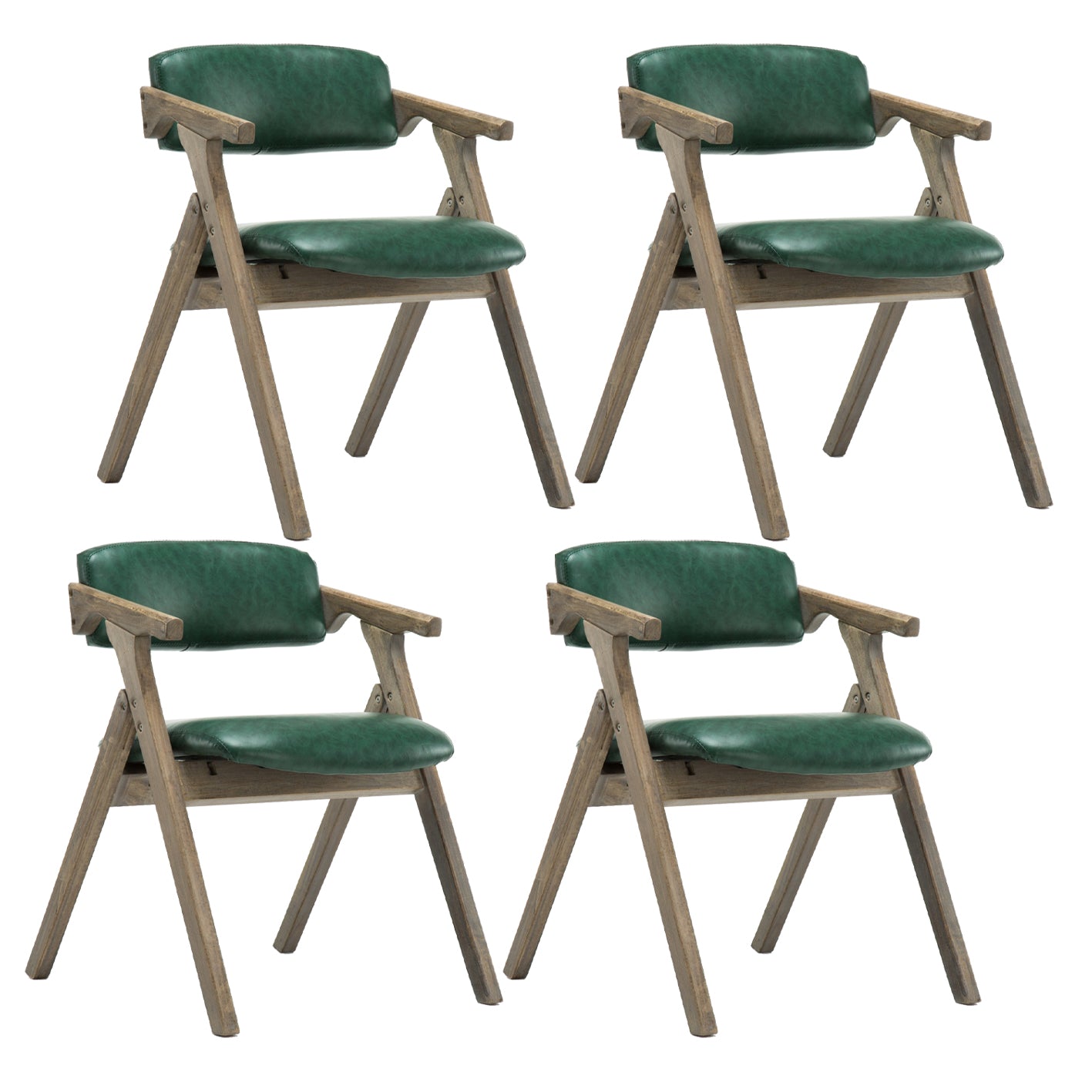 Modern Leather Folding Side Chair Matte Finish Open Back Dining Chair Blackish Green 4 Piece Set Gray Clearhalo ' kitchen&dining_furn' 'Dining Chairs' 'Dining Tables & Seating' 'dining_chair' 'furn' 'furn_dining_chair' 'Furniture' 'furniture_dining_chair' 'Kitchen & Dining Furniture' 'kitchen' 4572495