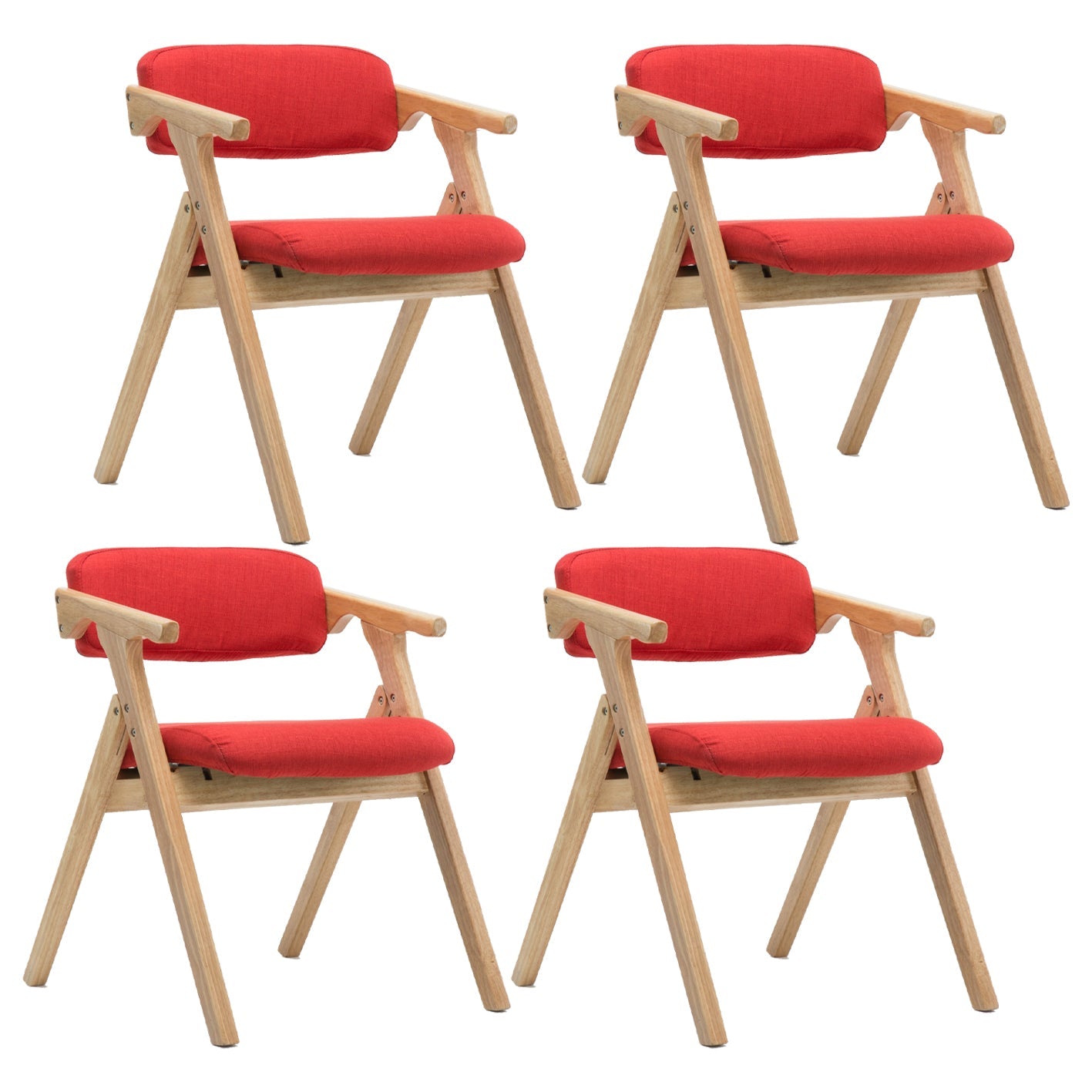 Modern Leather Folding Side Chair Matte Finish Open Back Dining Chair Red 4 Piece Set Natural Wood Clearhalo ' kitchen&dining_furn' 'Dining Chairs' 'Dining Tables & Seating' 'dining_chair' 'furn' 'furn_dining_chair' 'Furniture' 'furniture_dining_chair' 'Kitchen & Dining Furniture' 'kitchen' 4572501