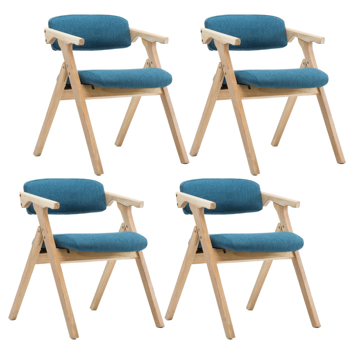 Modern Leather Folding Side Chair Matte Finish Open Back Dining Chair Blue 4 Piece Set Natural Wood Clearhalo ' kitchen&dining_furn' 'Dining Chairs' 'Dining Tables & Seating' 'dining_chair' 'furn' 'furn_dining_chair' 'Furniture' 'furniture_dining_chair' 'Kitchen & Dining Furniture' 'kitchen' 4572507