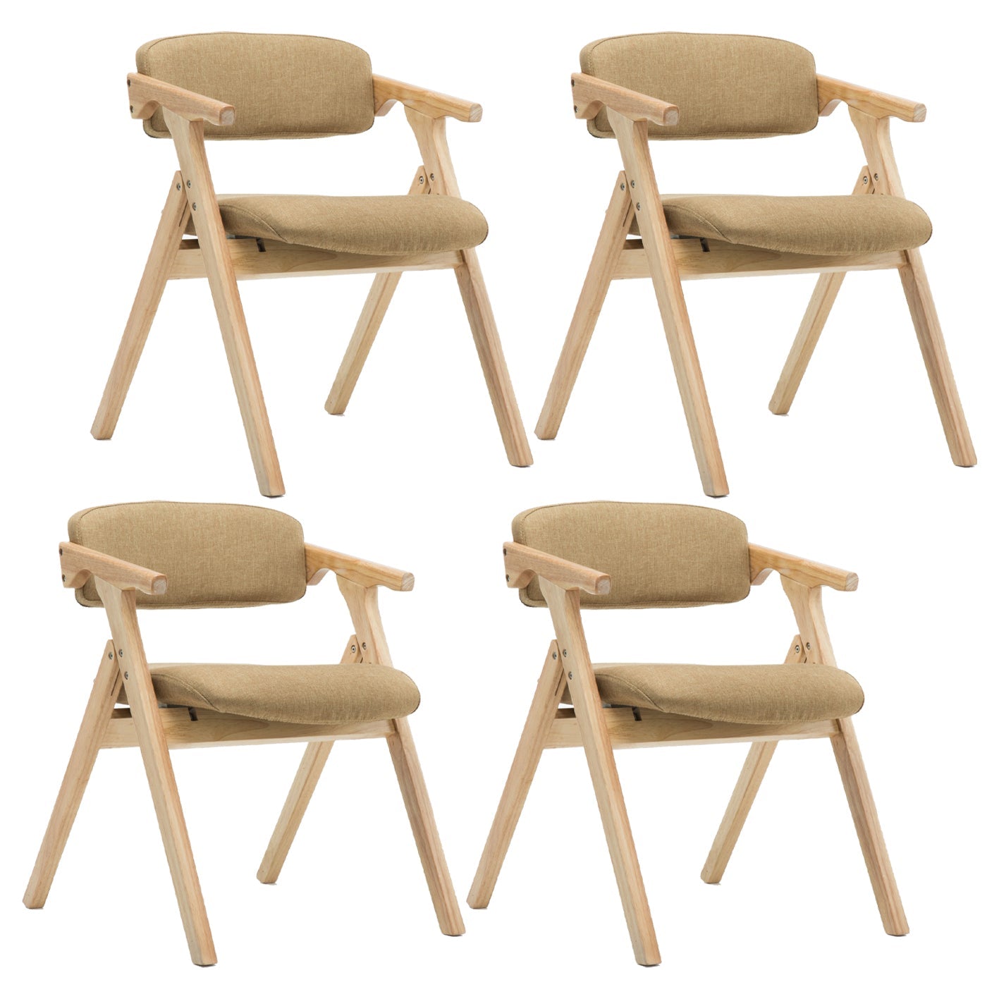 Modern Leather Folding Side Chair Matte Finish Open Back Dining Chair Khaki 4 Piece Set Natural Wood Clearhalo ' kitchen&dining_furn' 'Dining Chairs' 'Dining Tables & Seating' 'dining_chair' 'furn' 'furn_dining_chair' 'Furniture' 'furniture_dining_chair' 'Kitchen & Dining Furniture' 'kitchen' 4572516