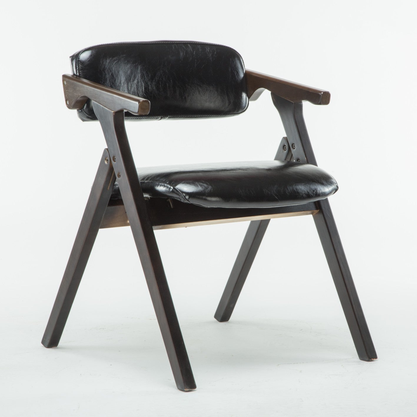 Modern Leather Folding Side Chair Matte Finish Open Back Dining Chair Black 1 Piece Walnut Clearhalo ' kitchen&dining_furn' 'Dining Chairs' 'Dining Tables & Seating' 'dining_chair' 'furn' 'furn_dining_chair' 'Furniture' 'furniture_dining_chair' 'Kitchen & Dining Furniture' 'kitchen' 4572520