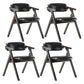 Modern Leather Folding Side Chair Matte Finish Open Back Dining Chair Black 4 Piece Set Walnut Clearhalo ' kitchen&dining_furn' 'Dining Chairs' 'Dining Tables & Seating' 'dining_chair' 'furn' 'furn_dining_chair' 'Furniture' 'furniture_dining_chair' 'Kitchen & Dining Furniture' 'kitchen' 4572522
