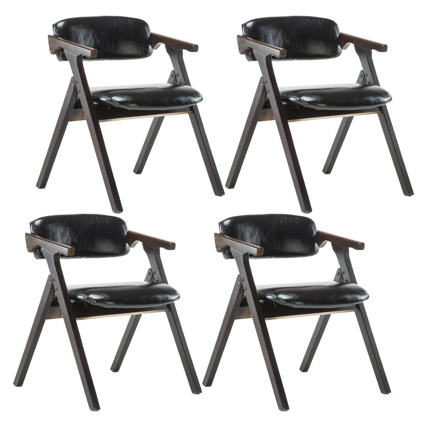 Modern Leather Folding Side Chair Matte Finish Open Back Dining Chair Black 4 Piece Set Walnut Clearhalo ' kitchen&dining_furn' 'Dining Chairs' 'Dining Tables & Seating' 'dining_chair' 'furn' 'furn_dining_chair' 'Furniture' 'furniture_dining_chair' 'Kitchen & Dining Furniture' 'kitchen' 4572522