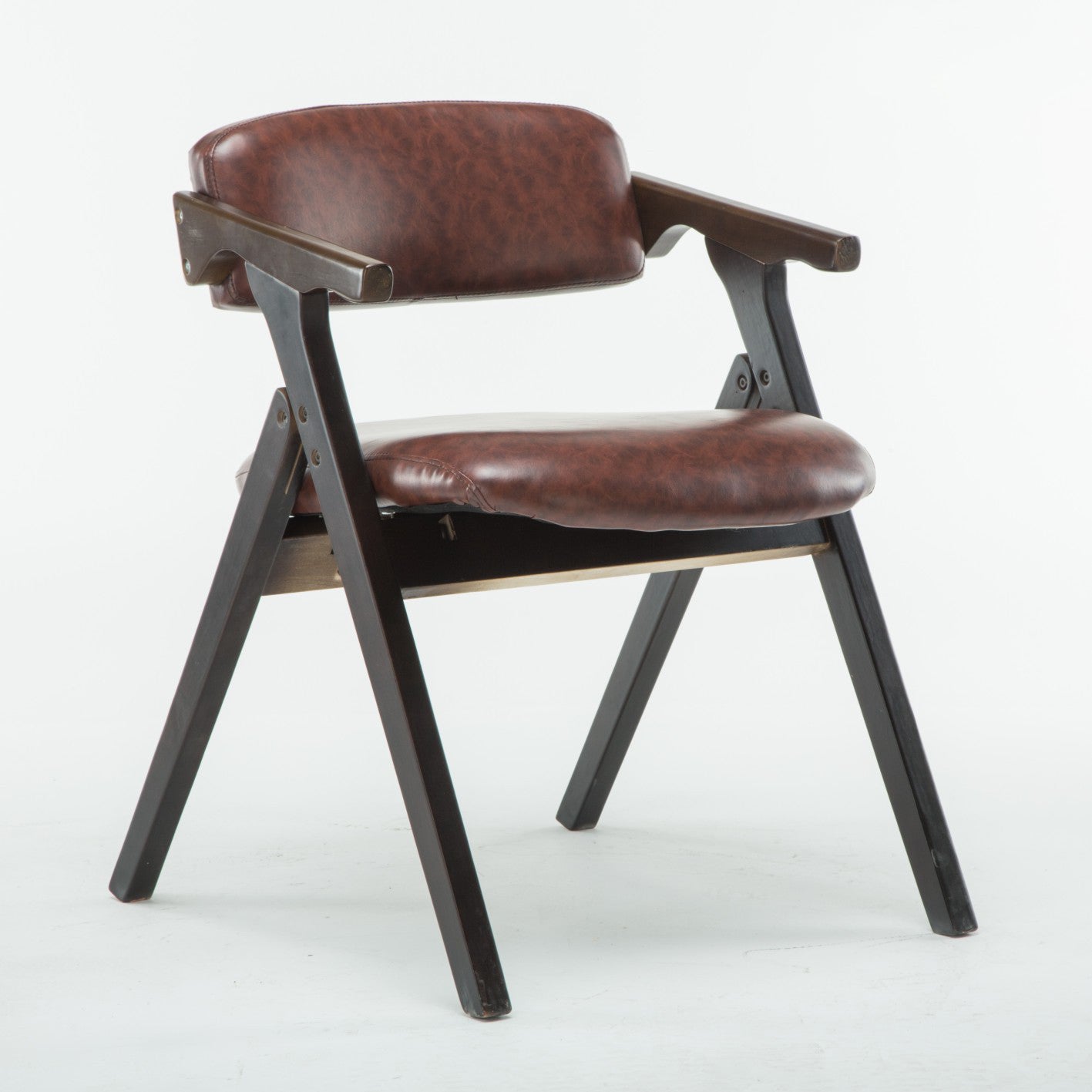 Modern Leather Folding Side Chair Matte Finish Open Back Dining Chair Brown 1 Piece Walnut Clearhalo ' kitchen&dining_furn' 'Dining Chairs' 'Dining Tables & Seating' 'dining_chair' 'furn' 'furn_dining_chair' 'Furniture' 'furniture_dining_chair' 'Kitchen & Dining Furniture' 'kitchen' 4572526