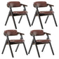 Modern Leather Folding Side Chair Matte Finish Open Back Dining Chair Brown 4 Piece Set Walnut Clearhalo ' kitchen&dining_furn' 'Dining Chairs' 'Dining Tables & Seating' 'dining_chair' 'furn' 'furn_dining_chair' 'Furniture' 'furniture_dining_chair' 'Kitchen & Dining Furniture' 'kitchen' 4572528