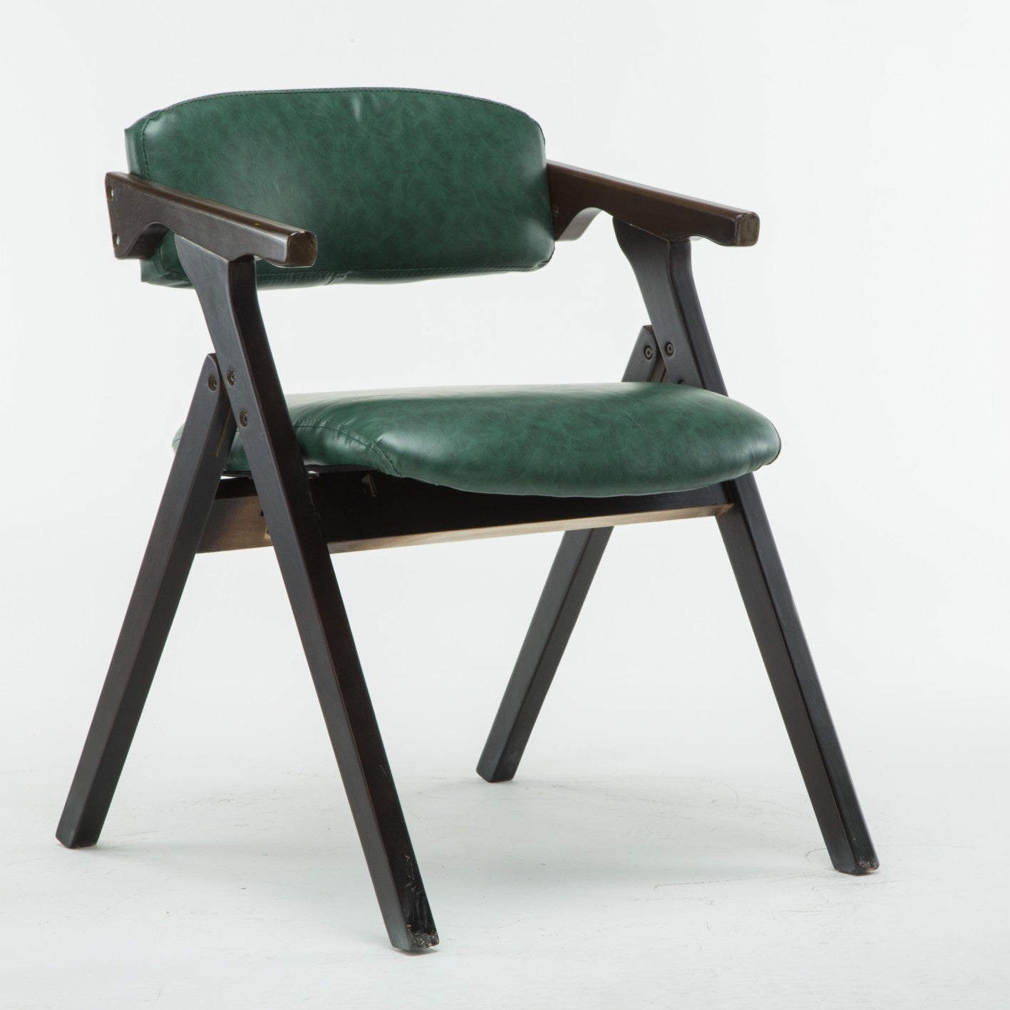 Modern Leather Folding Side Chair Matte Finish Open Back Dining Chair Blackish Green 1 Piece Walnut Clearhalo ' kitchen&dining_furn' 'Dining Chairs' 'Dining Tables & Seating' 'dining_chair' 'furn' 'furn_dining_chair' 'Furniture' 'furniture_dining_chair' 'Kitchen & Dining Furniture' 'kitchen' 4572529