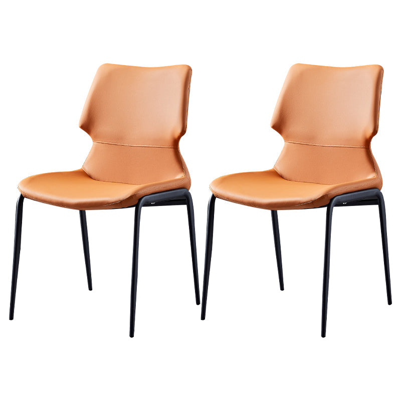 Modern Home Wingback Side Chair Matte Finish Wingback Dining Chair Orange Set of 2 Clearhalo ' kitchen&dining_furn' 'Dining Chairs' 'Dining Tables & Seating' 'dining_chair' 'Furniture' 'furniture_dining_chair' 'Kitchen & Dining Furniture' 'kitchen' 4572561