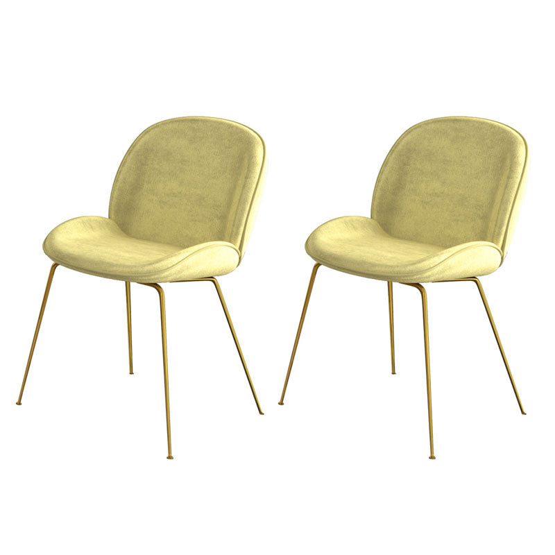 Nordic Style Fabric Dining Side Chair Armless Solid Back Chair for Home Use Yellow 2 Piece Set Clearhalo ' kitchen&dining_furn' 'Dining Chairs' 'Dining Tables & Seating' 'dining_chair' 'furn' 'furn_dining_chair' 'Furniture' 'furniture_dining_chair' 'Kitchen & Dining Furniture' 'kitchen' 4572570